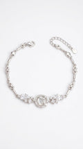 Silvme 925 Sterling Silver Floral Cubic Zirconia Bracelet for Women & Girls | Adjustable CZ Bracelet - Front View