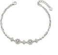 Silvme 925 Sterling Silver Floral Design Bracelet for Women | Elegant Minimalist Silver Bracelet - Front View