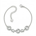 Silvme 925 Sterling Silver Heart & Charm Bracelet Set for Women | Adjustable Dainty Designer Bracelet - Front View