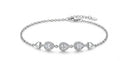 Silvme 925 Sterling Silver Heart Charm CZ Bracelet for Women & Girls | Elegant Adjustable Bracelet - Front View