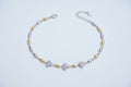 Silvme 925 Sterling Silver Two-Tone Floral CZ Bracelet for Women | White & Gold Leaf Link Bracelet - Front View