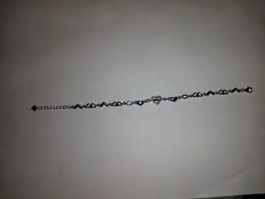 Silvme 925 Sterling Silver Heart Bracelet for Women | Handcrafted Timeless Silver Heart Bracelet - Front View