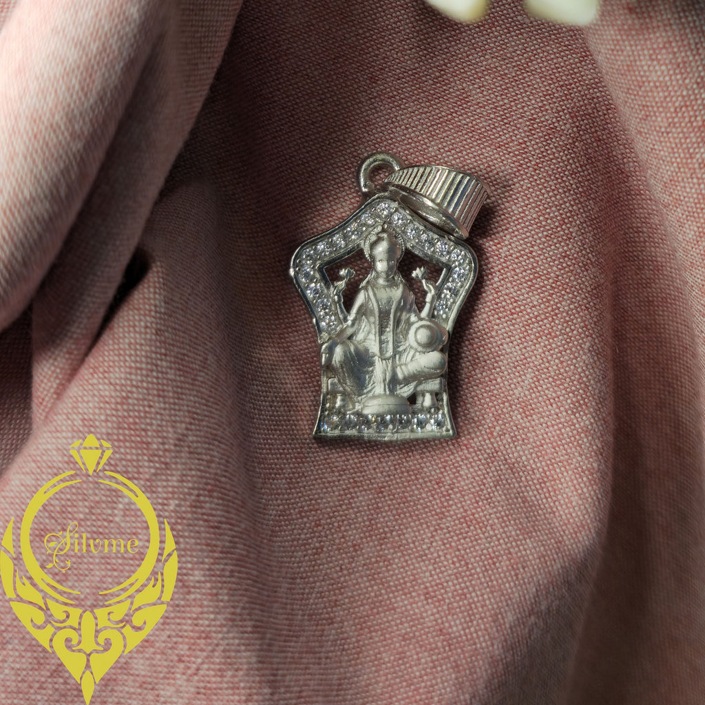 Silvme Pure 925 Sterling Silver Devi Lakshmi Pendant for Women
