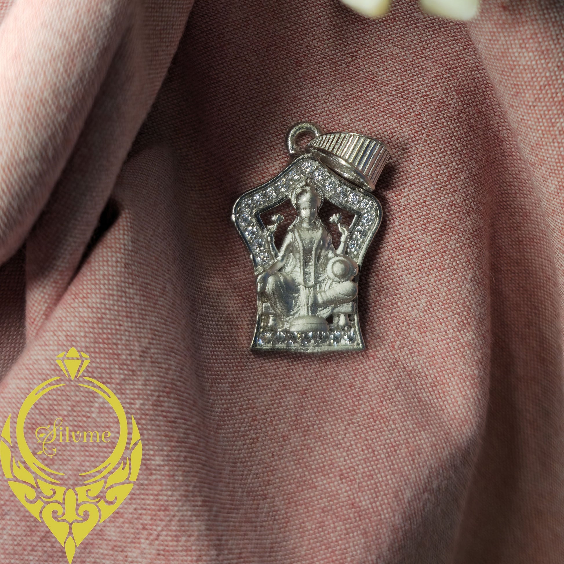925 sterling silver Devi Lakshmi Pendant by Silvme, made for party wear, a graceful gift for her