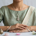 Silvme Divine Deity Pendant showcasing its divine deity design in 925 sterling silver, premium silver jewellery