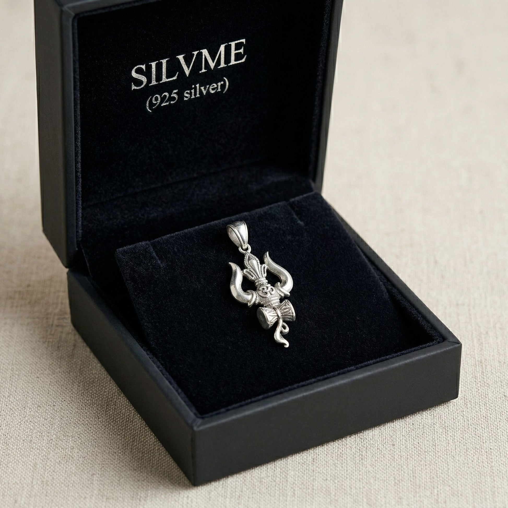 Silvme Trishul Pendant in 925 silver, styled for festive occasions for women, refined silver accessory