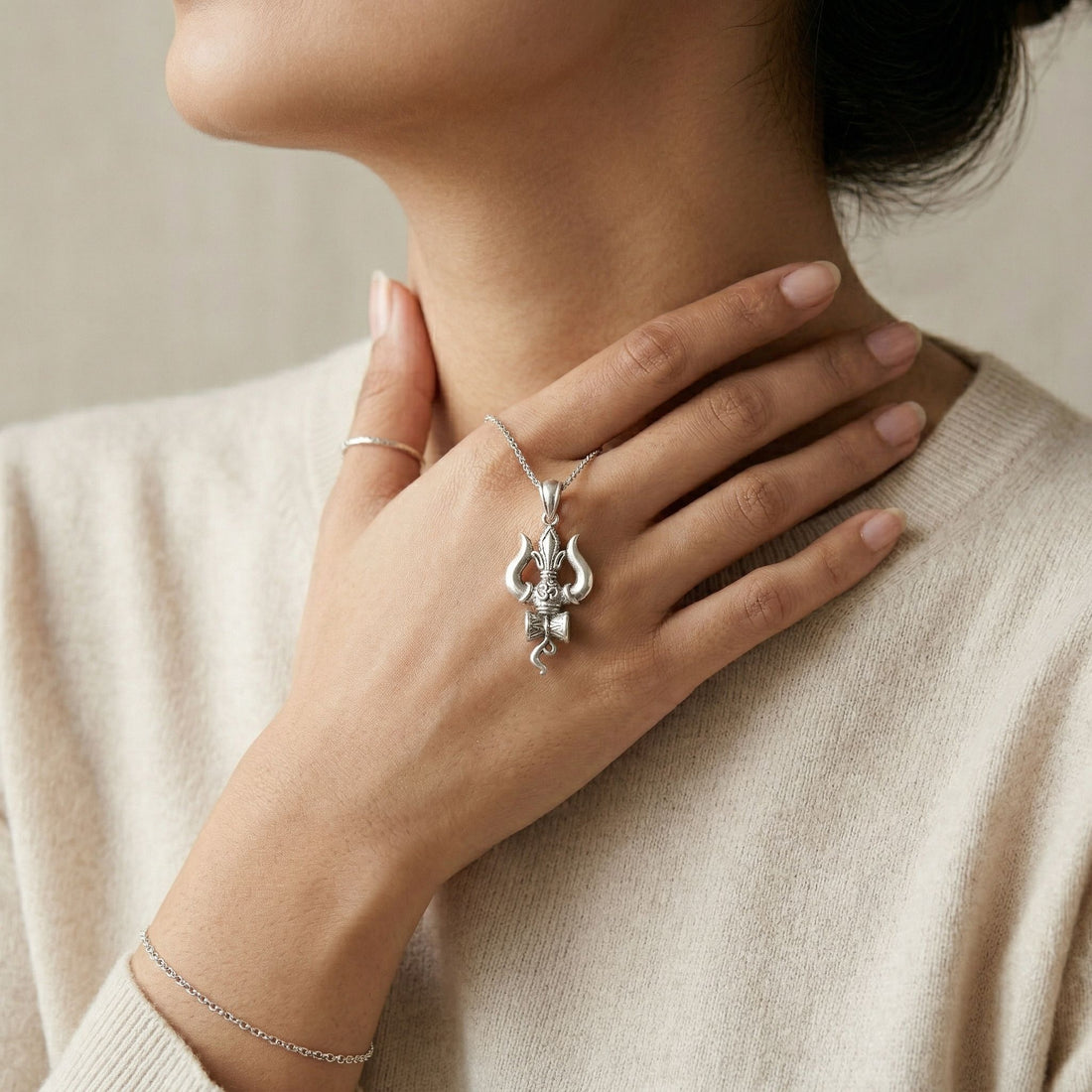 925 sterling silver Trishul Pendant by Silvme, an elegant accessory for her, a gift-worthy silver piece