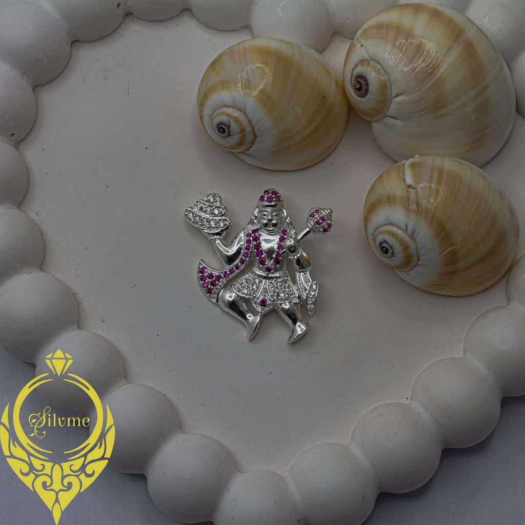 Silvme Pure 925 Sterling Silver Shri Hanuman Pendant for Women