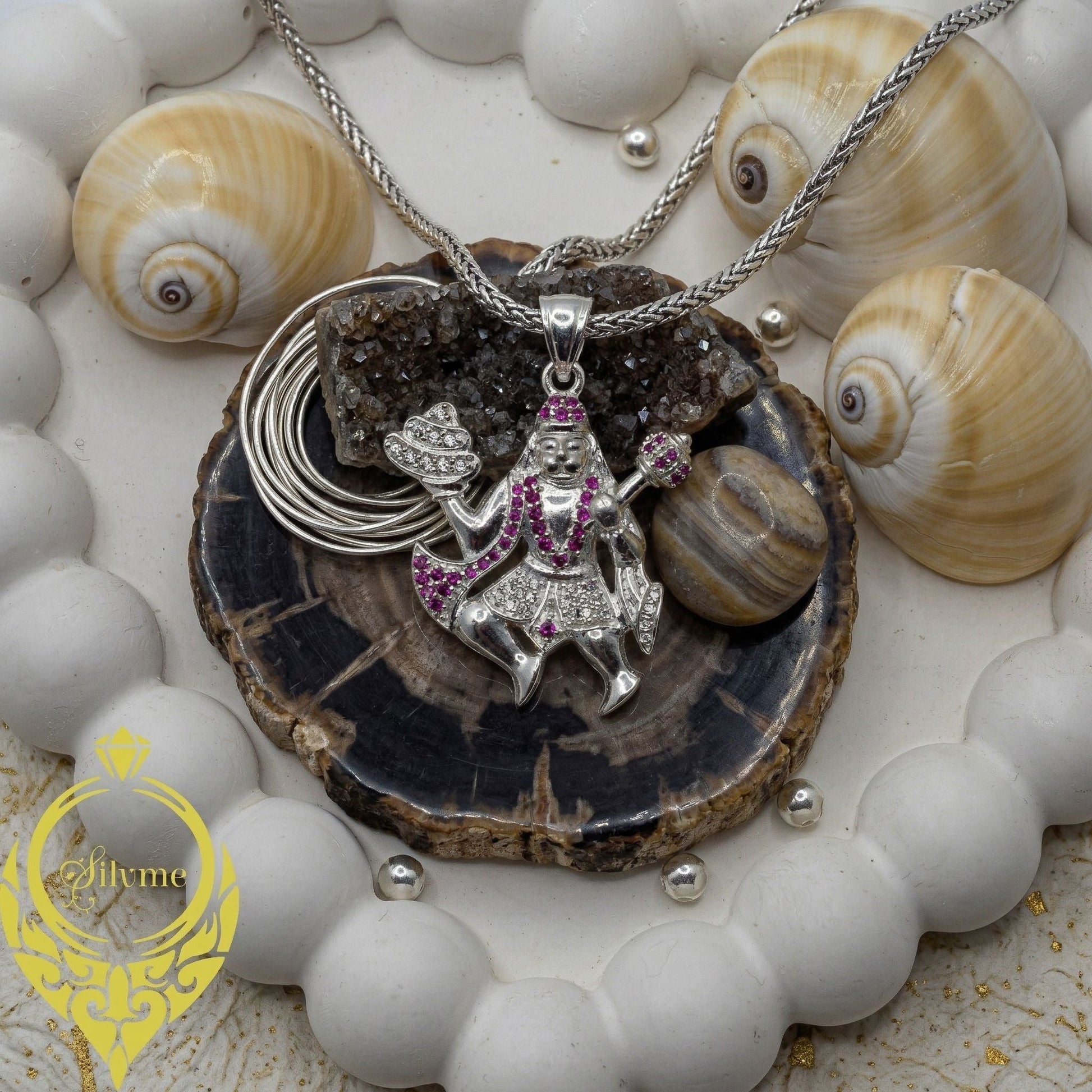 Silvme Shri Hanuman Pendant in 925 sterling silver, styled for bridal wear, luxury silver design