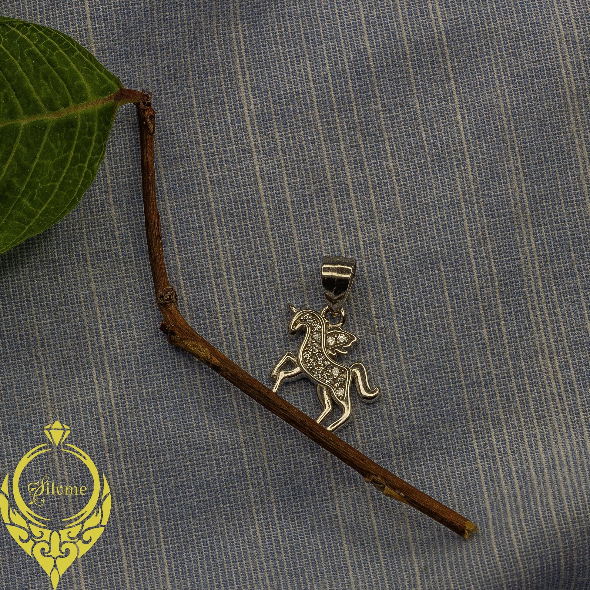 Unicorn Dreams design detail on the Silvme Unicorn Dreams Pendant, crafted in polished 925 sterling silver