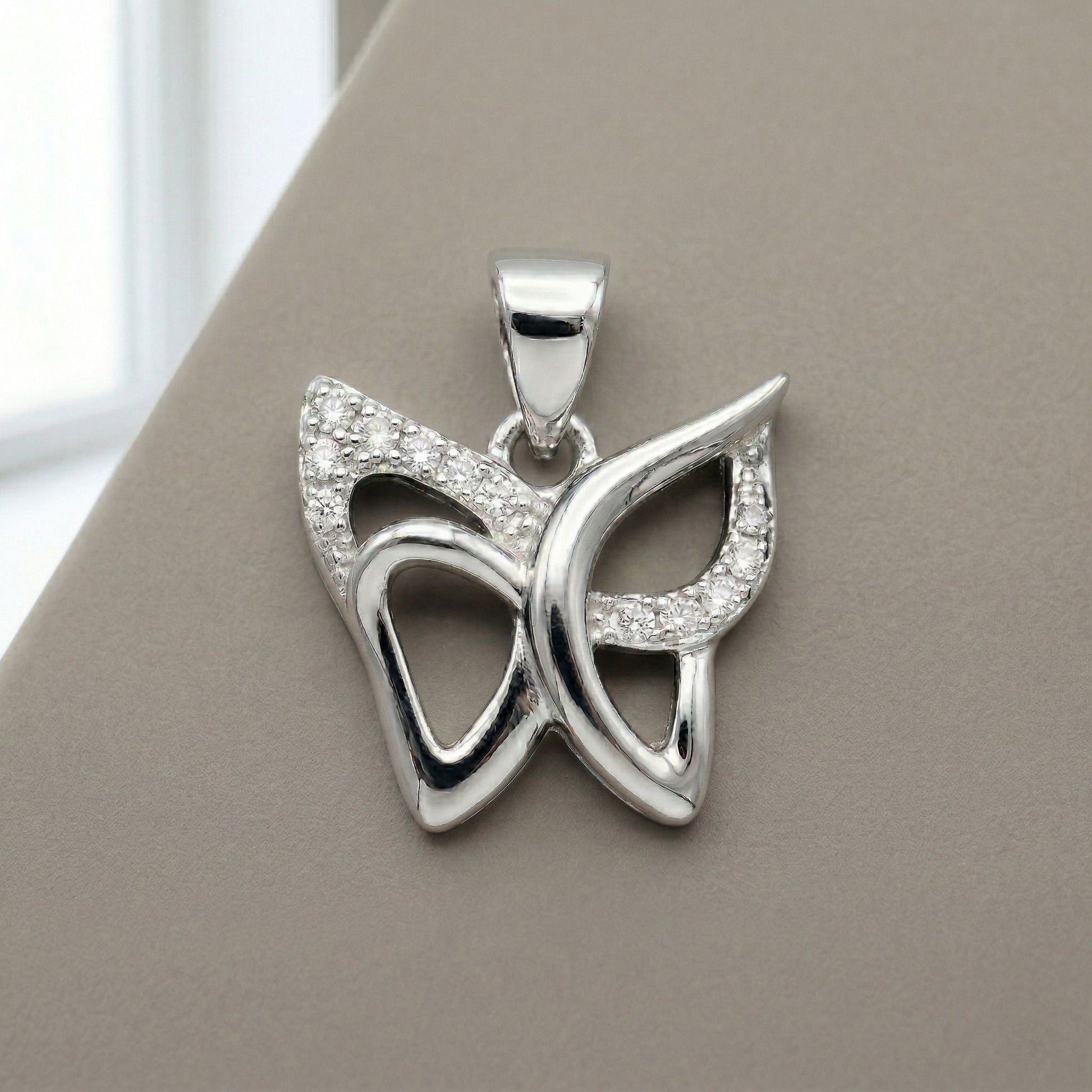 925 sterling silver 925 purity on the Silvme Butterfly Wings Pendant in 925 sterling silver, minimal modern styling, view 3