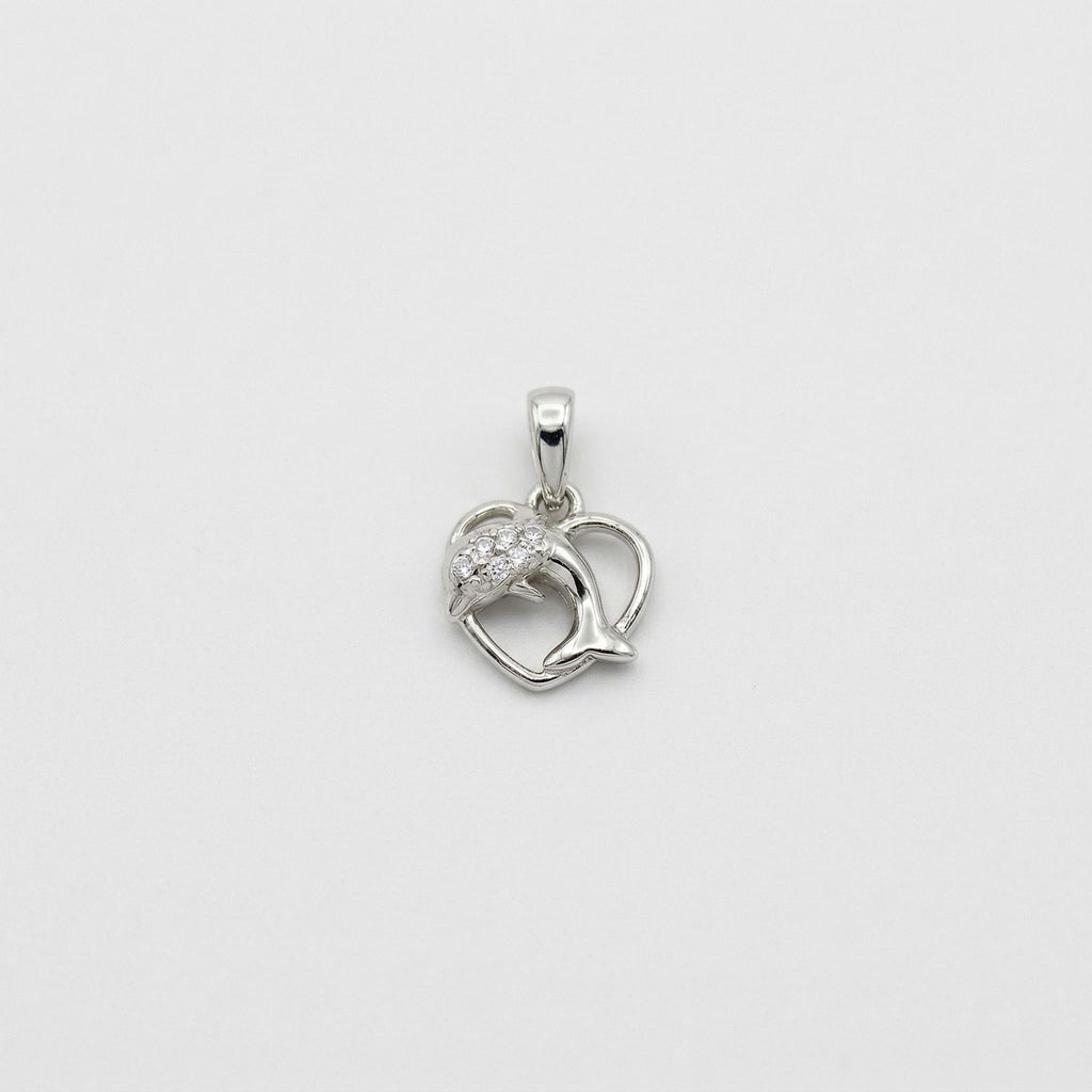 Silvme Pure 925 Sterling Silver Dolphin Heart Pendant for Women