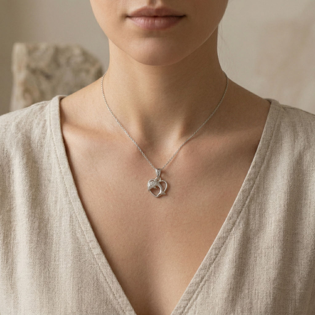 Silvme Dolphin Heart 925 Silver Pendant — View 2
