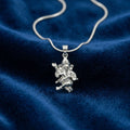 Shri Ganesh design detail on the Silvme Shri Ganesh Pendant, crafted in polished 925 sterling silver