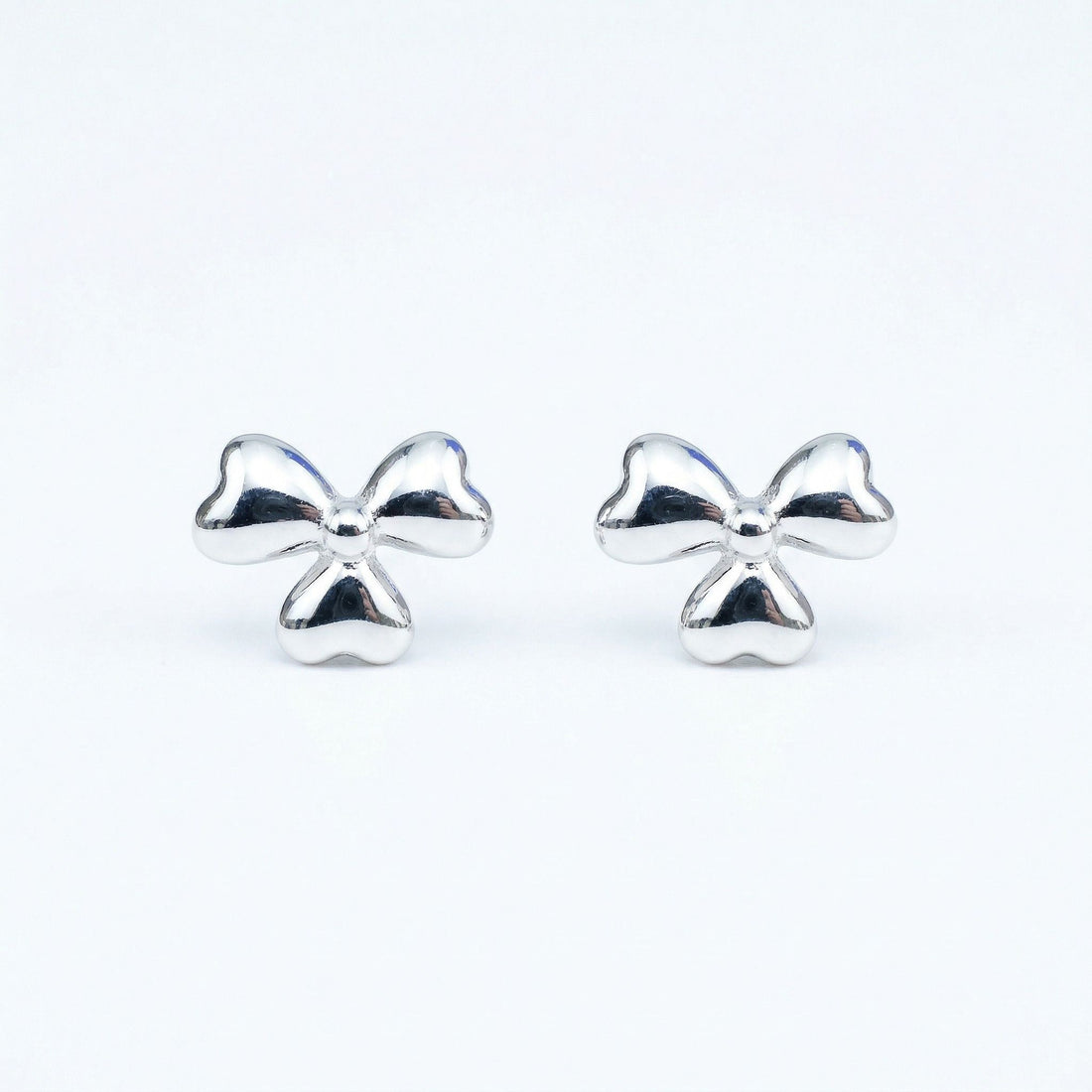 Silvme Bow Heart Flower Stud Earrings in 925 sterling silver, jewellery for women, timeless everyday elegance