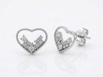 Open-Heart Stone-Set Stud Earrings, front product view