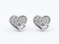 Entwined Double-Heart Stone-Set Stud Earrings, front product view