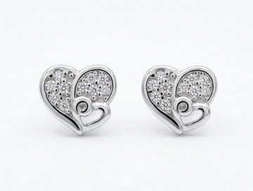Entwined Double-Heart Stone-Set Stud Earrings, front product view