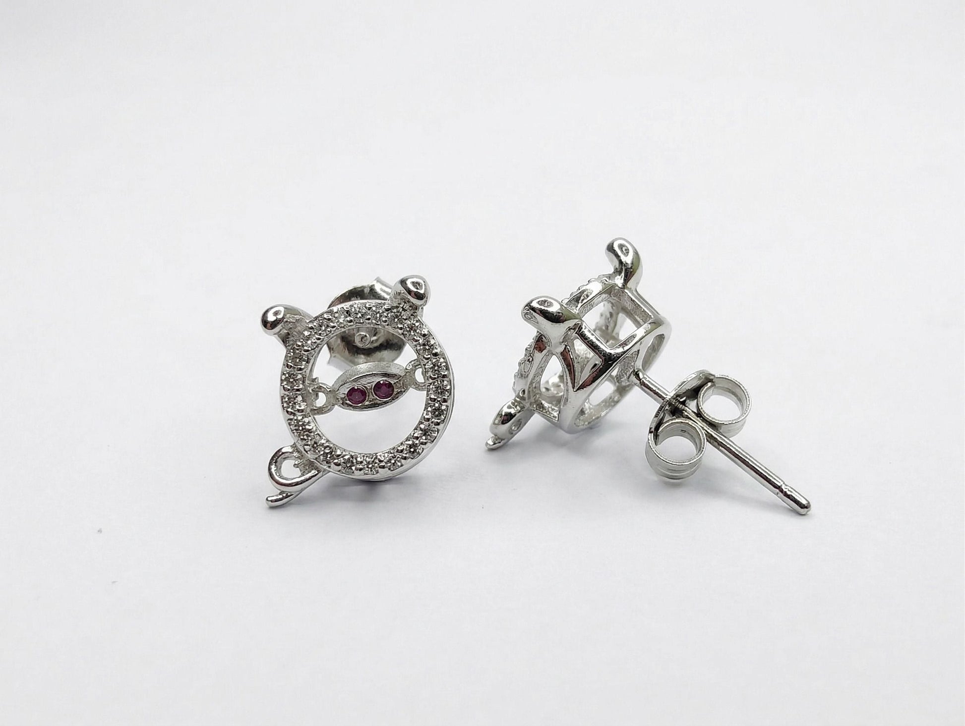 Purple-Centre Spiral Stud Earrings, front product view