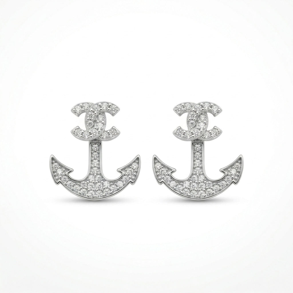 Silvme Pure 925 Sterling Silver Anchor with Marcasite Detailing Stud Earrings | Silvme 925 Sterling Silver
