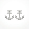 Silvme Pure 925 Sterling Silver Anchor with Marcasite Detailing Stud Earrings | Silvme 925 Sterling Silver