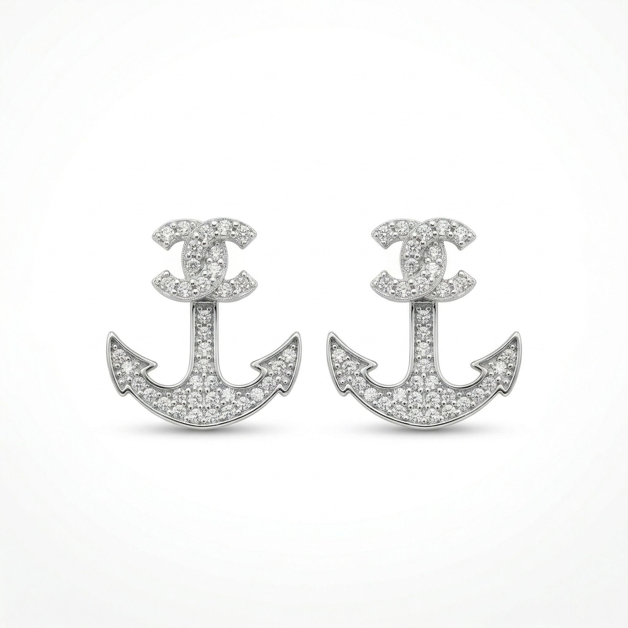 Silvme Pure 925 Sterling Silver Anchor with Marcasite Detailing Stud Earrings | Silvme 925 Sterling Silver
