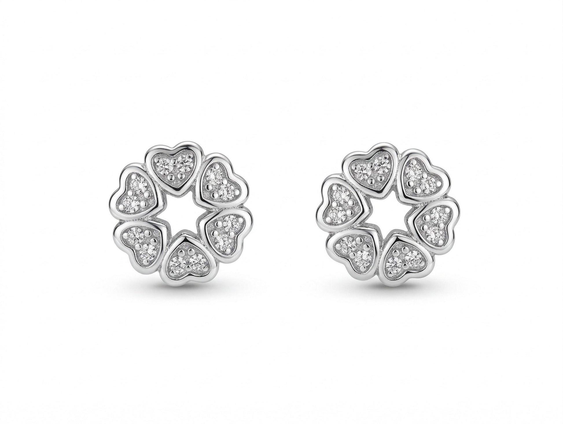 Heart Circle Stone-Set Stud Earrings, front product view