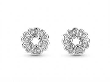 Heart Circle Stone-Set Stud Earrings, front product view