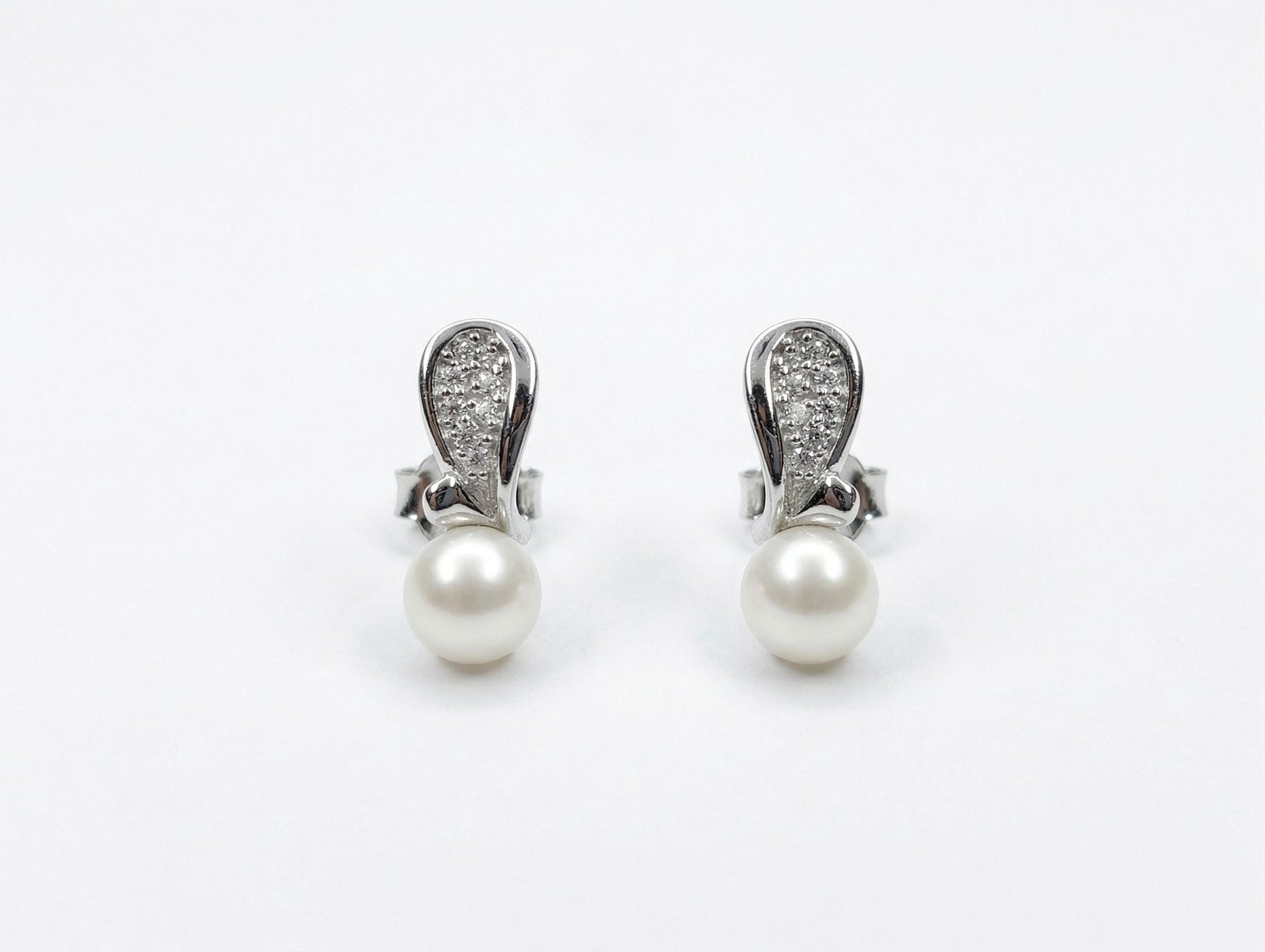 Pearl-Look Accent Drop Stud Earrings, front product view