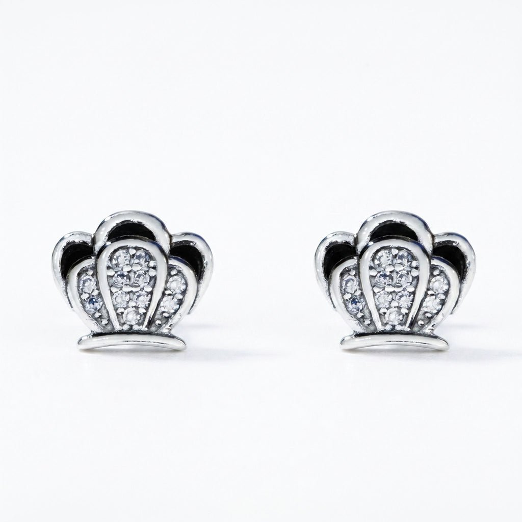 Silvme Pure 925 Sterling Silver Crown-Shaped Pavé CZ Stud Earrings for Women | Silvme 925 Sterling Silver