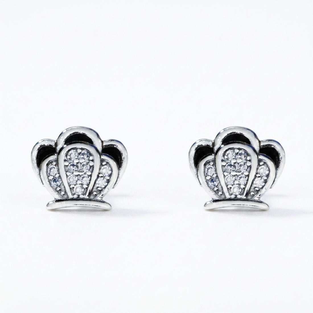 925 sterling silver Crown-Shaped Pavé CZ Stud Earrings by Silvme accented with sparkling cubic zirconia, an elegant accessory for her