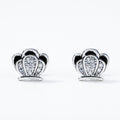 Crown-Shaped PavÃ© Stone-Set Stud Earrings, front product view