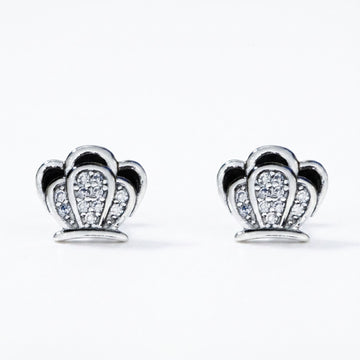 Crown-Shaped PavÃ© Stone-Set Stud Earrings, front product view