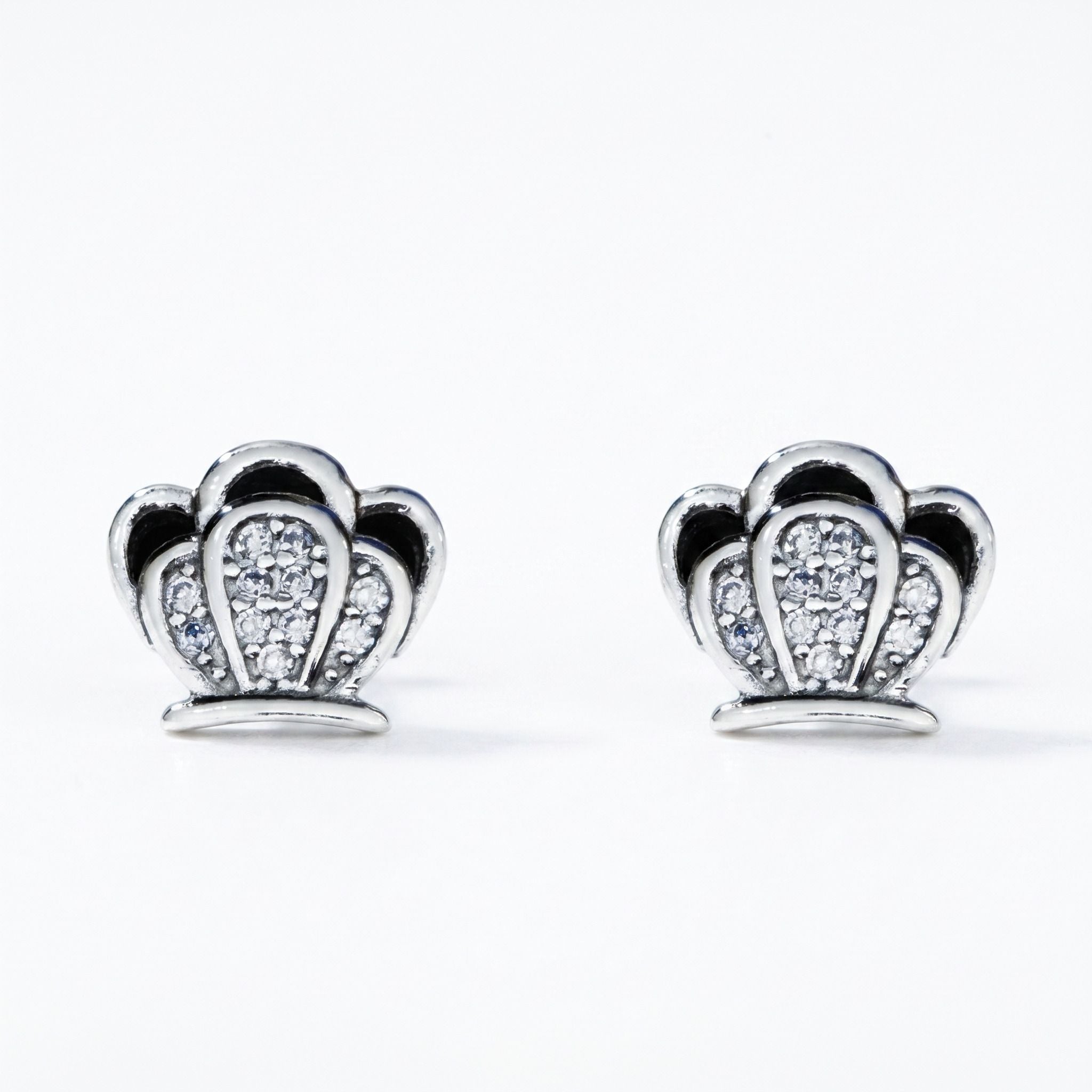 Silvme Pure 925 Sterling Silver Crown-Shaped Pavé CZ Stud Earrings for Women | Silvme 925 Sterling Silver
