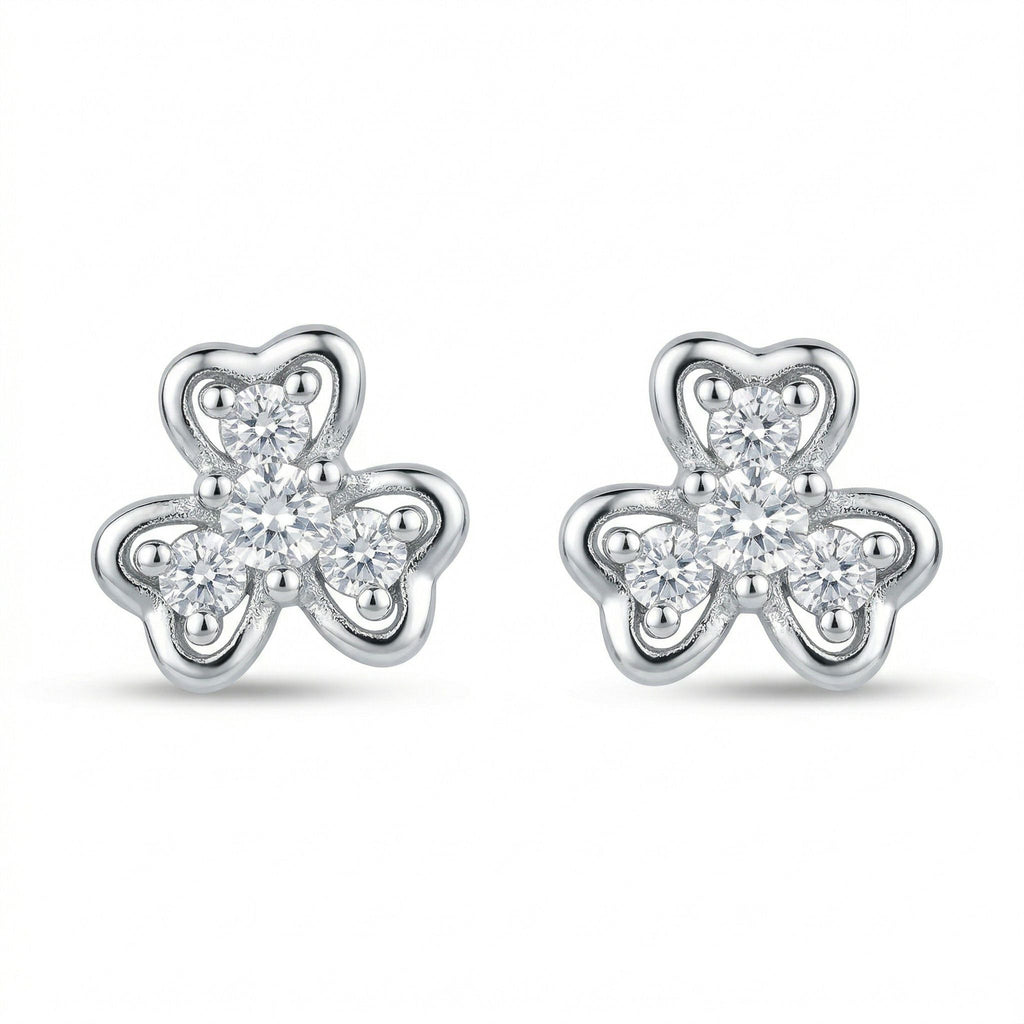 Silvme Pure 925 Heart-Shaped Floral Stud Earrings with Elegant Detailing for Women | Silvme 925 Sterling Silver