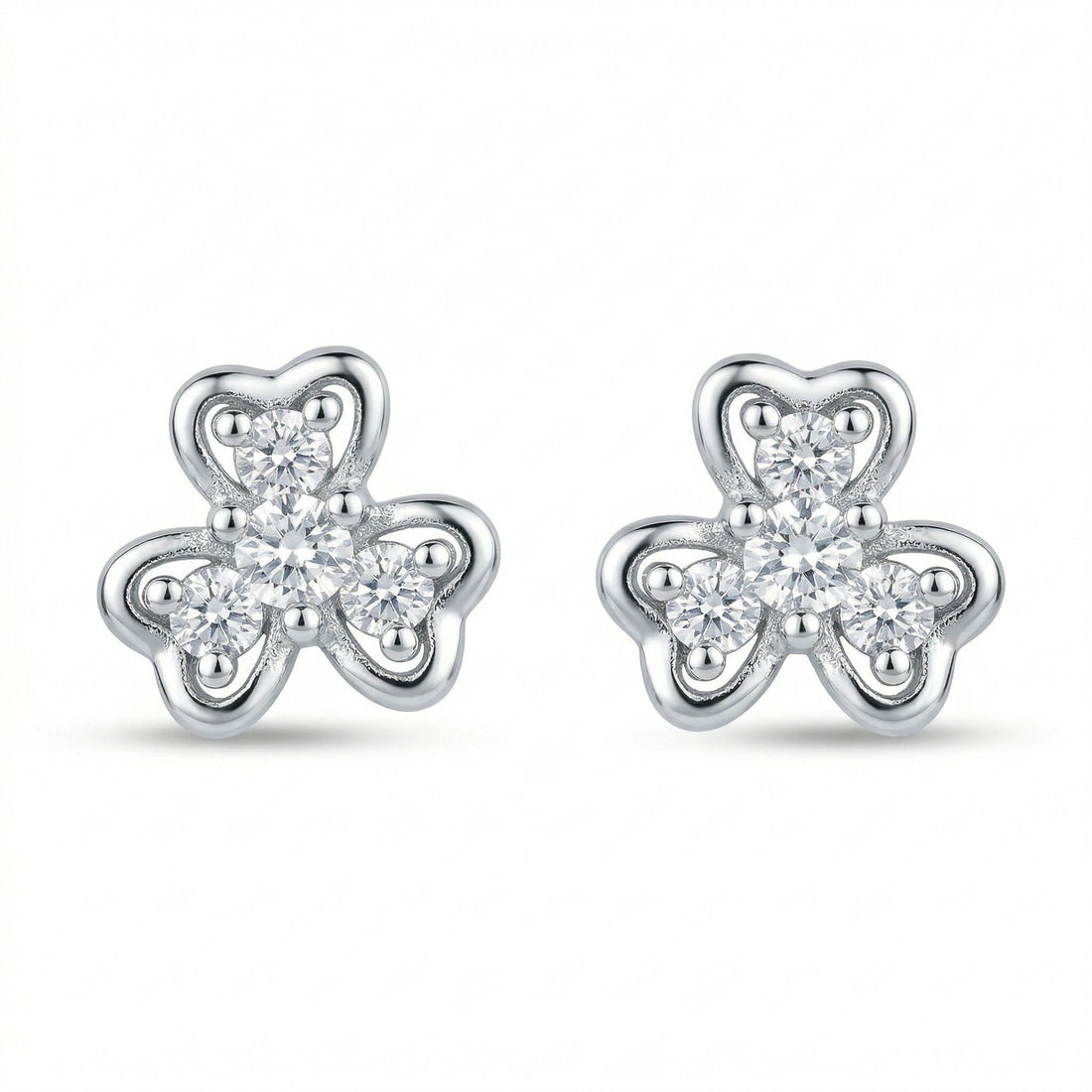 Silvme Heart-Shaped Floral Stud Earrings with Elegant Detailing in 925 sterling silver, jewellery for women