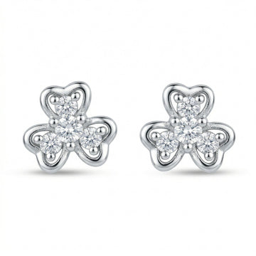 Heart-Shaped Floral Stud Earrings with Detailing, front product view