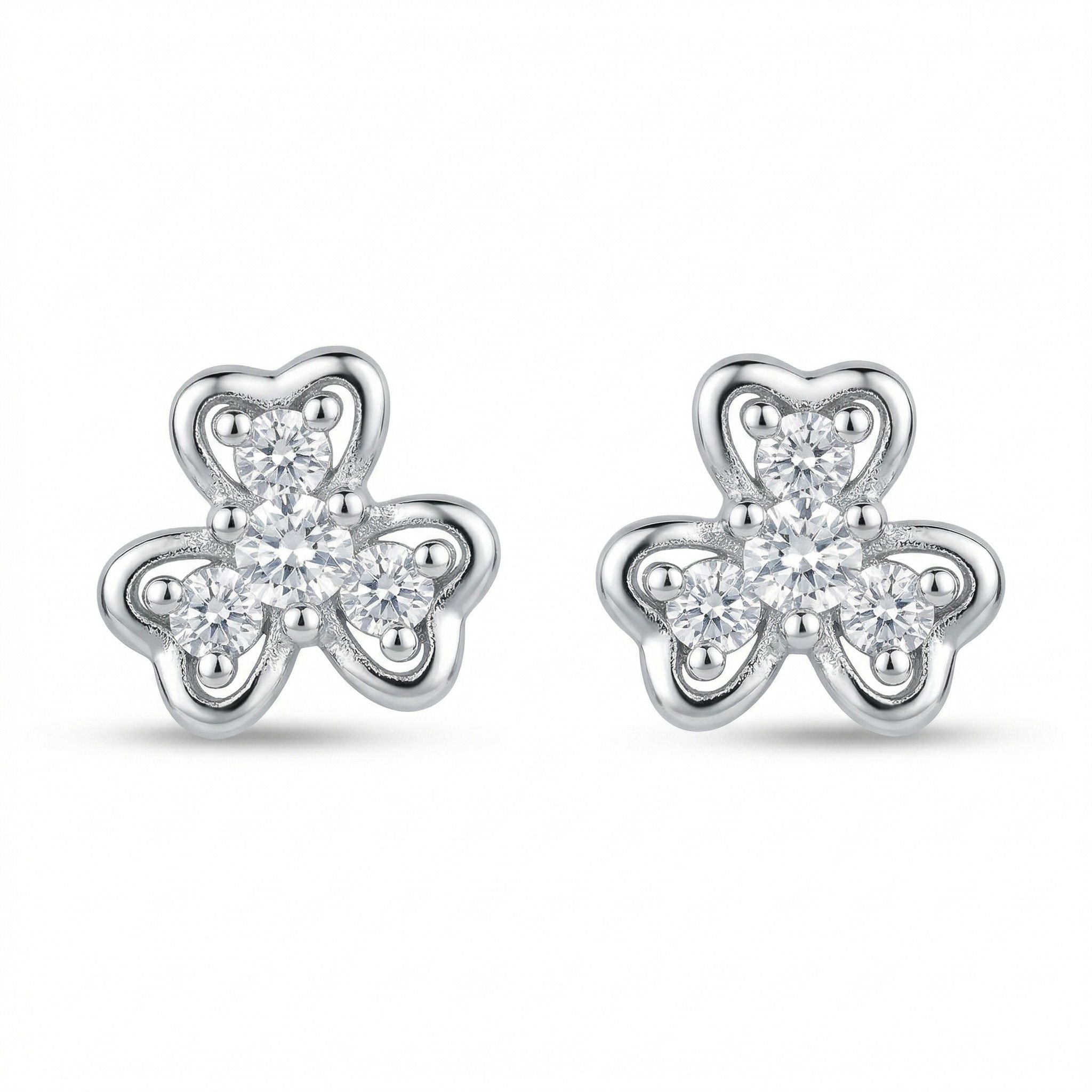 Silvme Pure 925 Heart-Shaped Floral Stud Earrings with Elegant Detailing for Women | Silvme 925 Sterling Silver