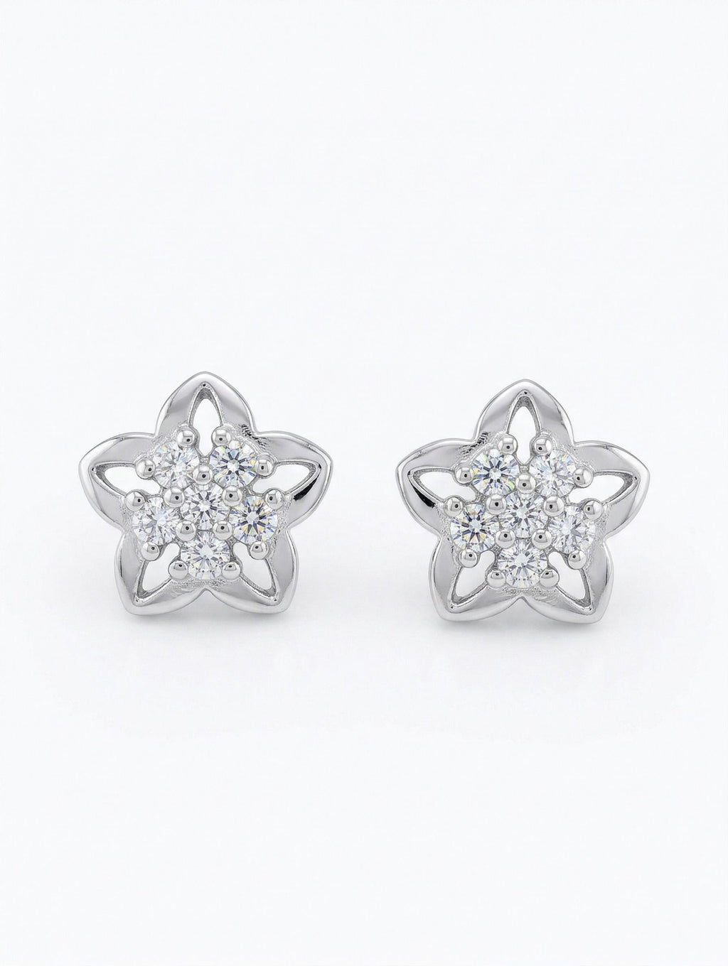 Silvme Pure 925 Sterling Silver Floral Crystal Cluster CZ Stud Earrings | Silvme 925 Sterling Silver