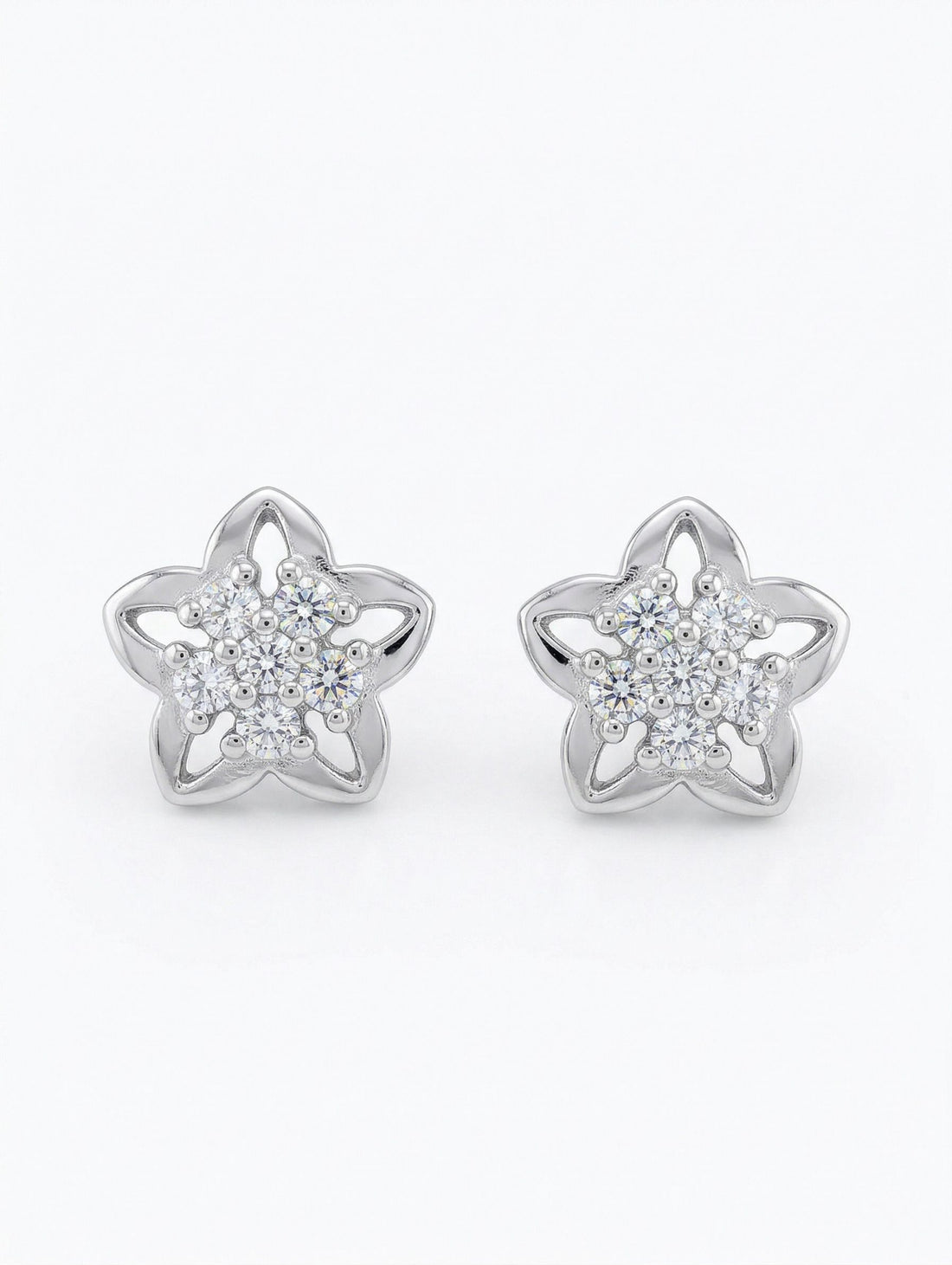 925 sterling silver Floral Crystal Cluster CZ Stud Earrings by Silvme with cubic zirconia, an elegant accessory for her