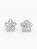 Silvme Pure 925 Sterling Silver Floral Crystal Cluster CZ Stud Earrings | Silvme 925 Sterling Silver
