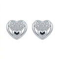 Silvme Pure 925 Sterling Silver Double Heart Pavé CZ Stud Earrings for Women | Silvme 925 Sterling Silver