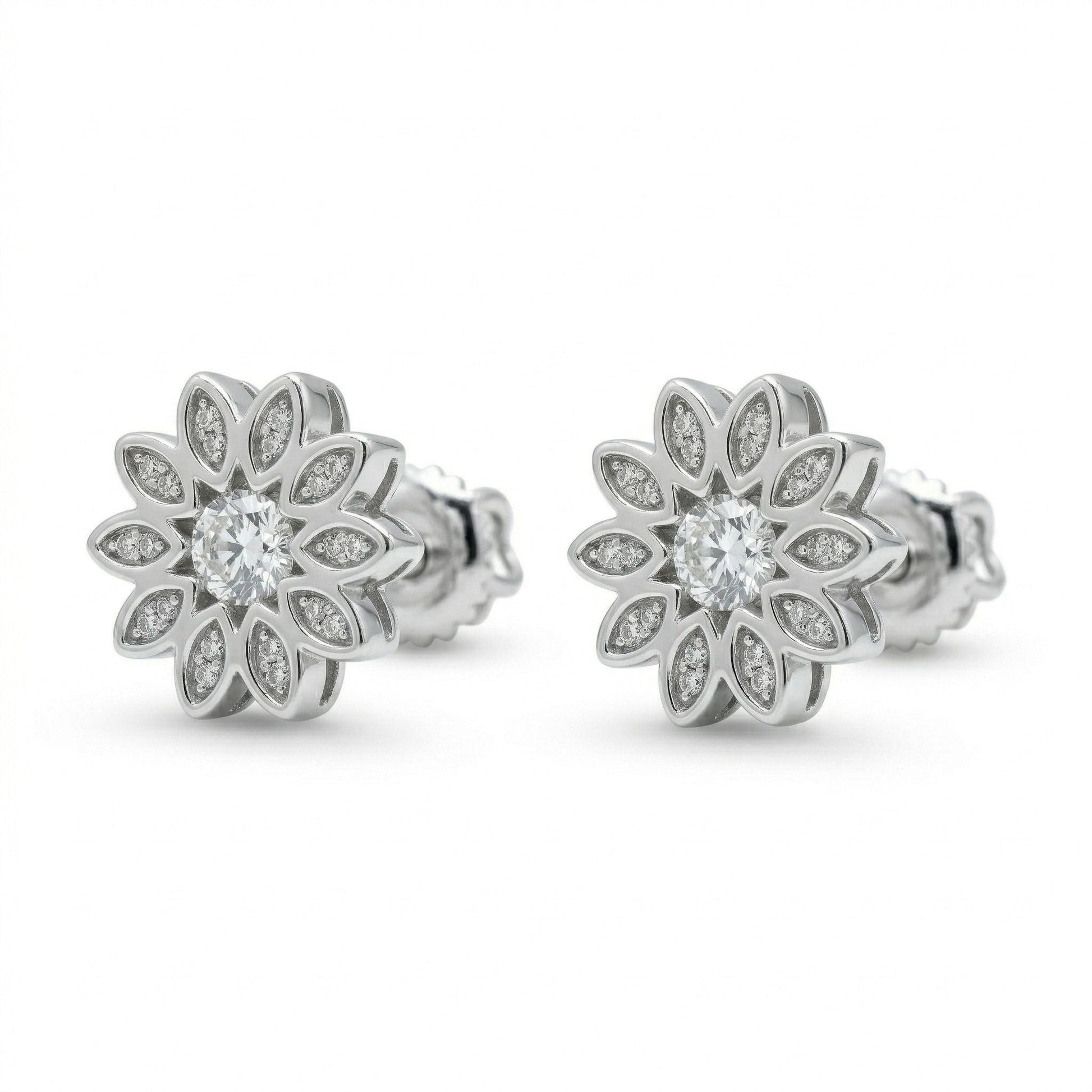 Petal Cluster Micro-PavÃ© Stone-Set Stud Earrings, front product view