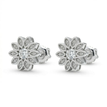 Petal Cluster Micro-PavÃ© Stone-Set Stud Earrings, front product view