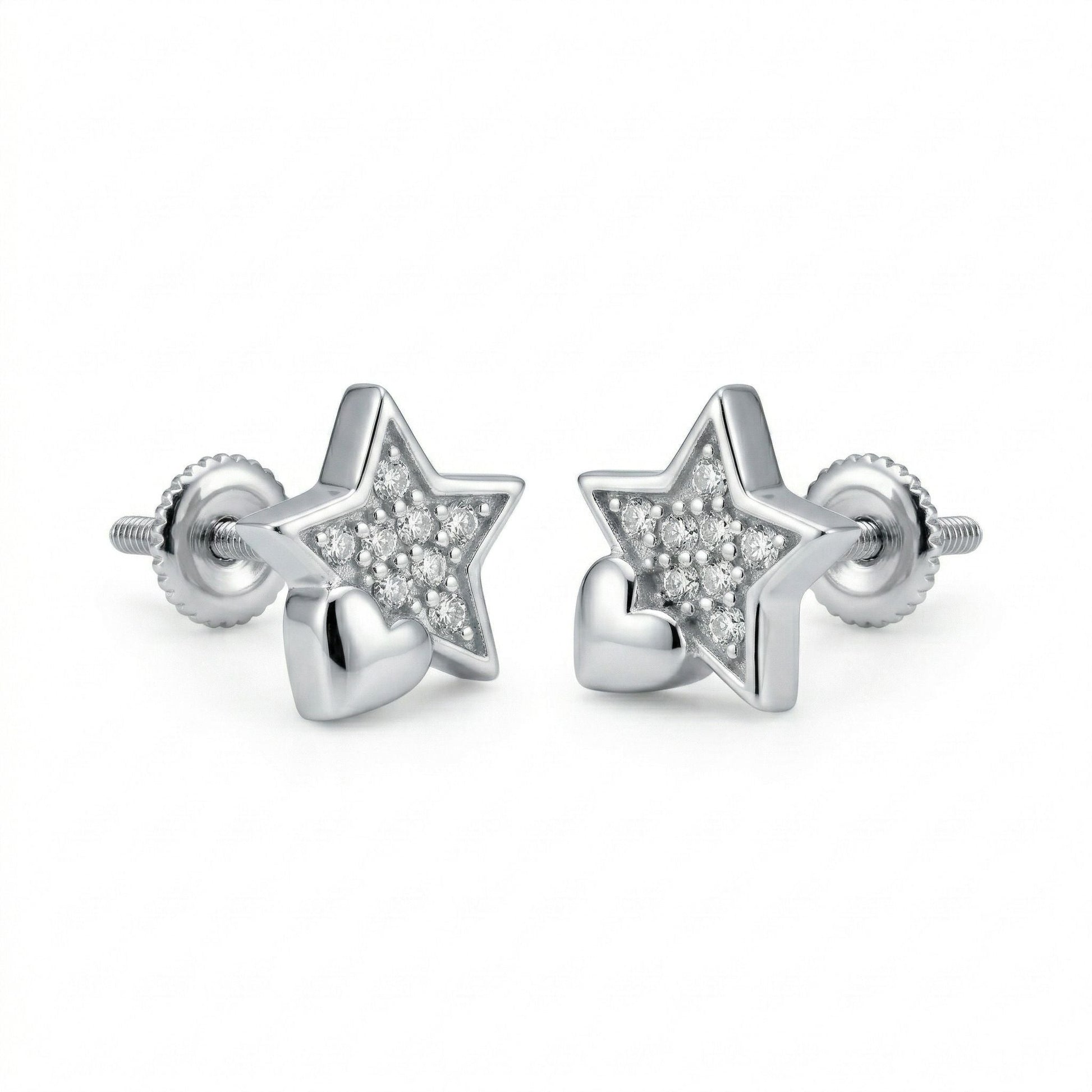 Star & Heart Stone-Set Stud Earrings, front product view