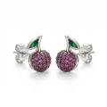 Silvme Pure 925 Sterling Silver Cherry Design CZ Stud Earrings for Women | Silvme 925 Sterling Silver