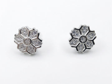 Snowflake Floral PavÃ© Stone-Set Stud Earrings, front product view