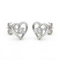 Open Heart Stone-Set Stud Earrings, front product view