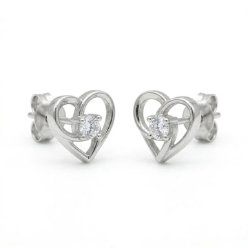Open Heart Stone-Set Stud Earrings, front product view