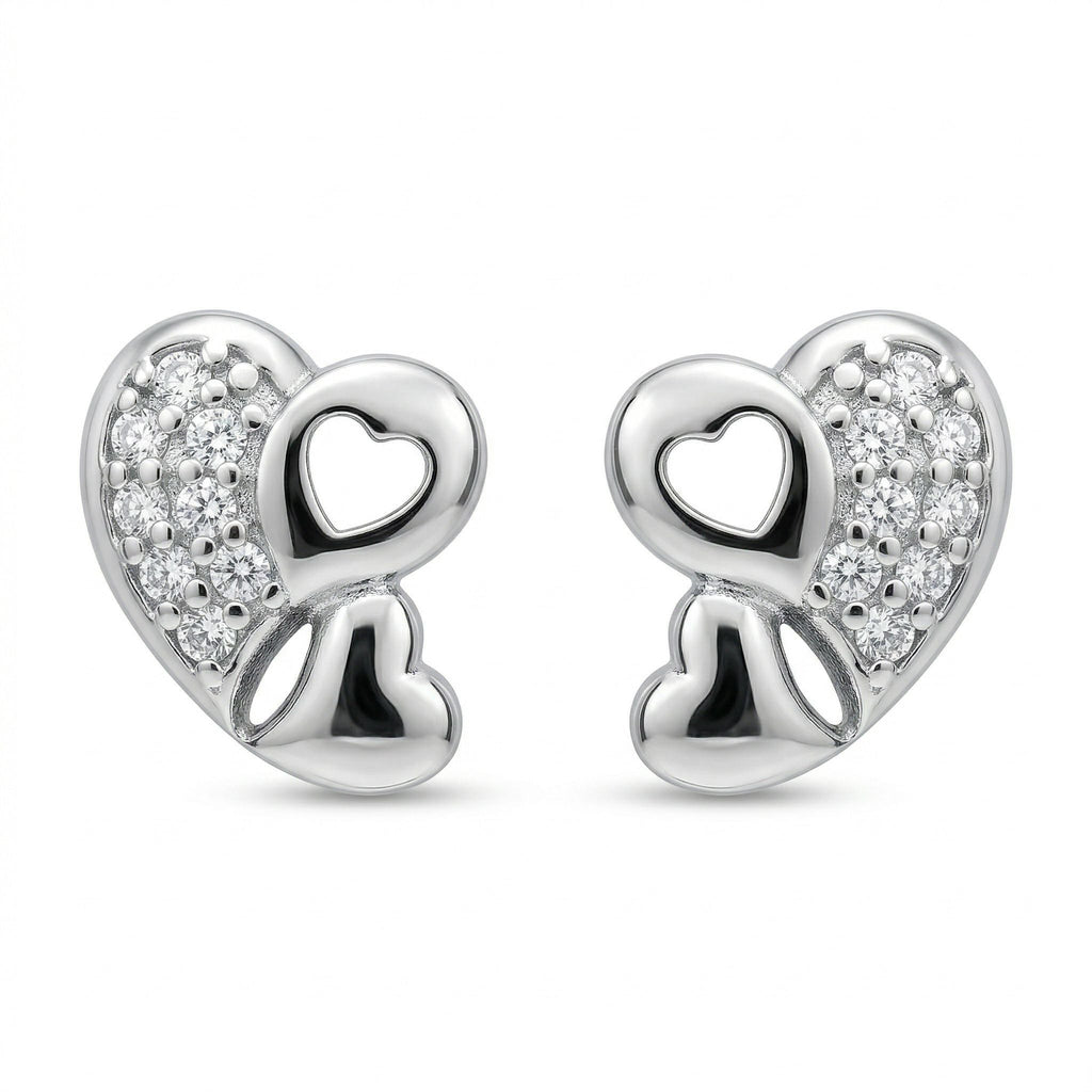 Silvme Pure 925 Sterling Silver Double Heart Earring for Women & Girls | Silvme 925 Sterling Silver
